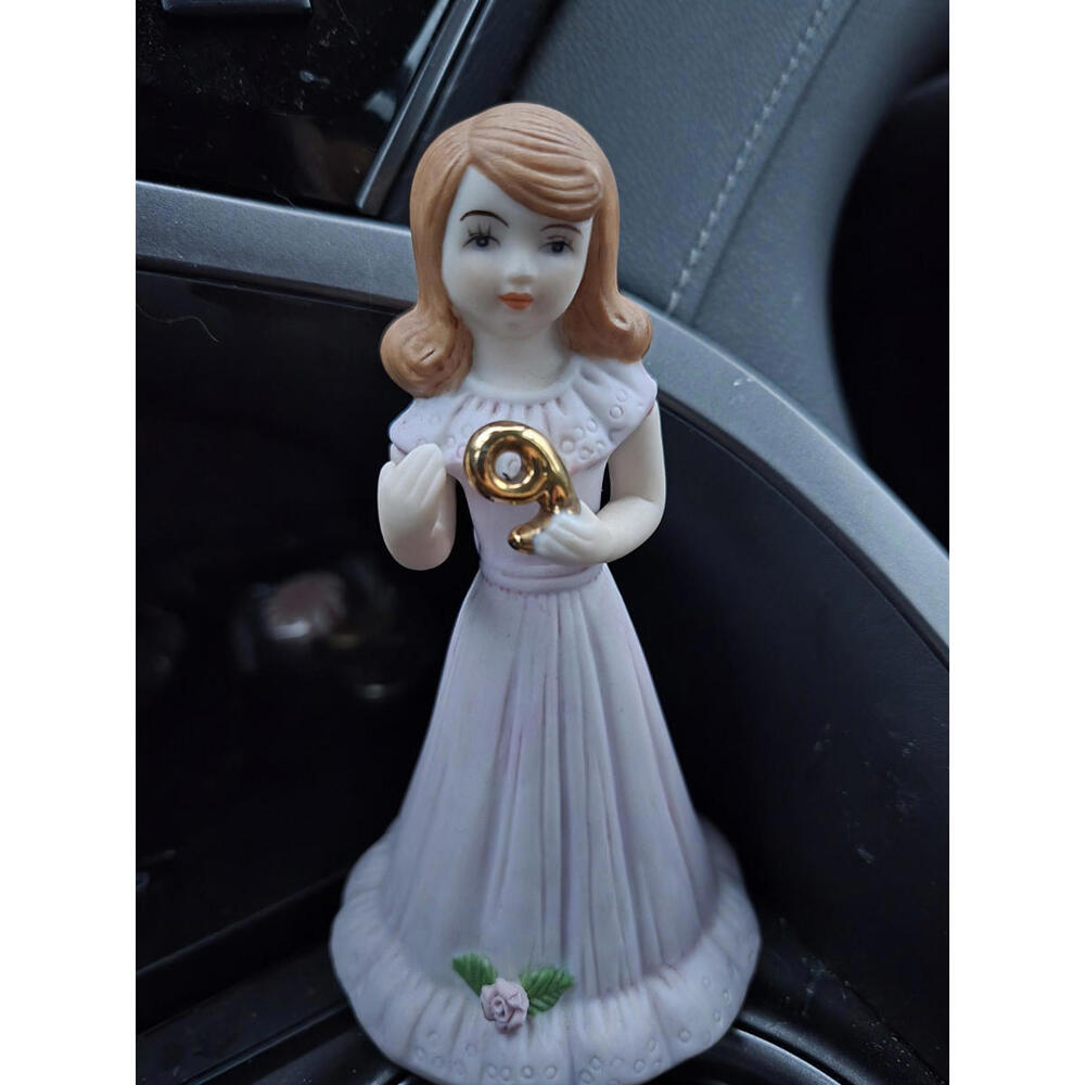 Growing Up Birthday Girls by Enesco Number 9 Brunette Ceramic Porcelain Figurine